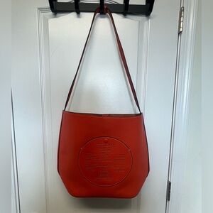 Elegant Orange Leather Tote Bag